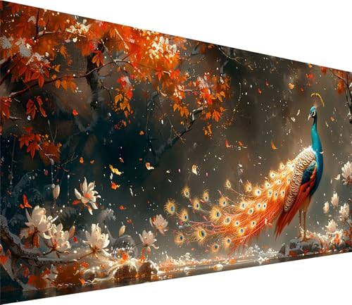 Diamond Painting XXL 40x80cm, Diamond Painting Erwachsene Pfau, DIY Basteln Erwachsene Blume, Full Diamant Kunst Malerei Stickerei Set, für Deko Wohnzimmer und Wanddeko, Geschenke für Frauen X-2115 von MAYINGOU