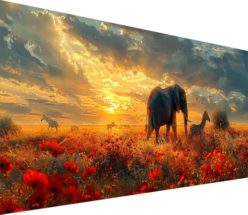 Diamond Painting XXL 40x80cm, Diamond Painting Erwachsene Sonnenuntergang, DIY Basteln Erwachsene Elefant, Full Diamant Kunst Malerei Stickerei Set, Deko Wohnzimmer und Wanddeko Geschenke J-3464 von MAYINGOU