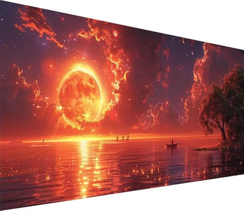 Diamond Painting XXL 40x80cm, Diamond Painting Erwachsene Sonnenuntergang, DIY Basteln Erwachsene Rivers, Full Diamant Kunst Malerei Stickerei Set, Deko Wohnzimmer und Wanddeko Geschenke 9-6005 von MAYINGOU