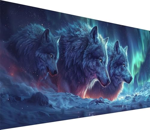 Diamond Painting XXL 40x80cm, Diamond Painting Erwachsene Wolf, DIY Basteln Erwachsene Aurora, Full Diamant Kunst Malerei Stickerei Set, für Deko Wohnzimmer und Wanddeko, Geschenke für Frauen L-7098 von MAYINGOU