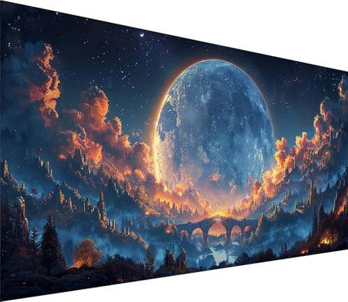 Diamond Painting XXL 45x90cm, Diamond Painting Erwachsene Mond, DIY Basteln Erwachsene Landschaft, Full Diamant Kunst Malerei Stickerei Set, Deko Wohnzimmer und Wanddeko, Geschenke für Frauen P-6642 von MAYINGOU