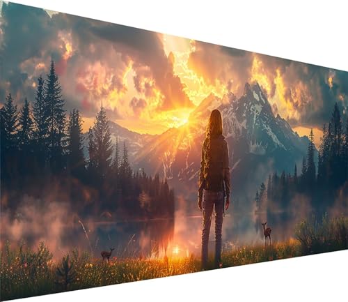 Diamond Painting XXL 50x100cm, Diamond Painting Erwachsene Berg, DIY Basteln Erwachsene Sonnenuntergang, Full Diamant Kunst Malerei Stickerei Set, Deko Wohnzimmer und Wanddeko Geschenke A-9716 von MAYINGOU