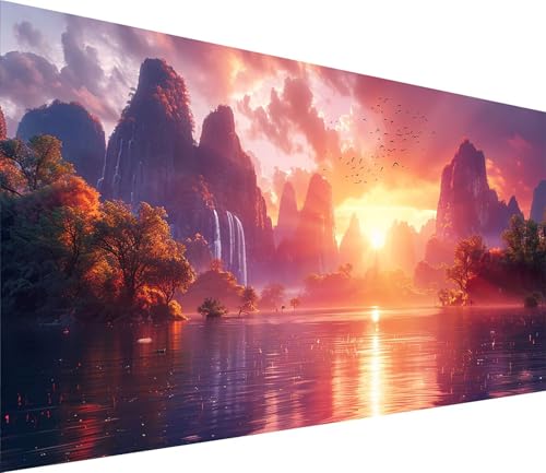 Diamond Painting XXL 50x100cm, Diamond Painting Erwachsene Sonnenuntergang, DIY Basteln Erwachsene Berg, Full Diamant Kunst Malerei Stickerei Set, Deko Wohnzimmer und Wanddeko Geschenke 0-4933 von MAYINGOU
