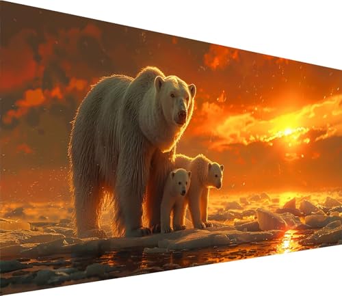 Diamond Painting XXL 50x100cm, Diamond Painting Erwachsene Sonnenuntergang, DIY Basteln Erwachsene EisbäRen, Full Diamant Kunst Malerei Stickerei Set, Deko Wohnzimmer und Wanddeko Geschenke G-1255 von MAYINGOU