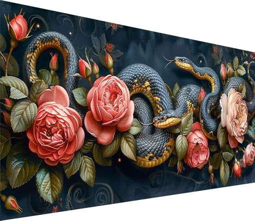 Diamond Painting XXL 60x120cm, Diamond Painting Erwachsene Schlange, DIY Basteln Erwachsene Blume, Full Diamant Kunst Malerei Stickerei Set, Painting für Deko Wohnzimmer und Wanddeko Geschenke C-3463 von MAYINGOU