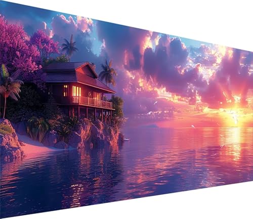 Diamond Painting XXL 60x120cm, Diamond Painting Erwachsene Sonnenuntergang, DIY Basteln Erwachsene HäUser, Full Diamant Kunst Malerei Stickerei Set, Deko Wohnzimmer und Wanddeko Geschenke O-6408 von MAYINGOU