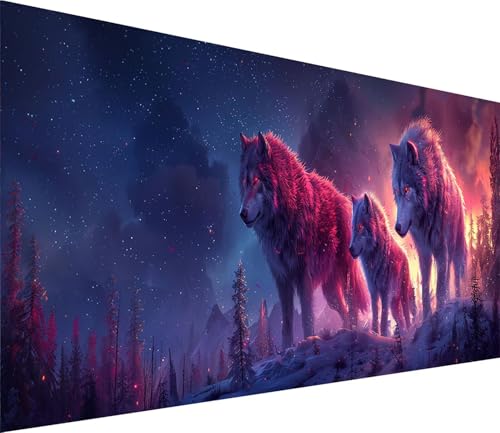 Diamond Painting XXL 60x120cm, Diamond Painting Erwachsene Wolf, DIY Basteln Erwachsene Tier, Full Diamant Kunst Malerei Stickerei Set, für Deko Wohnzimmer und Wanddeko, Geschenke für Frauen T-5590 von MAYINGOU