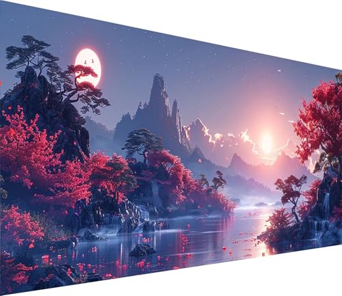 Diamond Painting XXL 70x140cm, Diamond Painting Erwachsene Berg, DIY Basteln Erwachsene Baum, Full Diamant Kunst Malerei Stickerei Set, für Deko Wohnzimmer und Wanddeko, Geschenke für Frauen C-2117 von MAYINGOU
