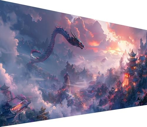 Diamond Painting XXL 70x140cm, Diamond Painting Erwachsene Drachen, DIY Basteln Erwachsene Architektur, Full Diamant Kunst Malerei Stickerei Set, Painting Deko Wohnzimmer und Wanddeko Geschenke Q-1147 von MAYINGOU