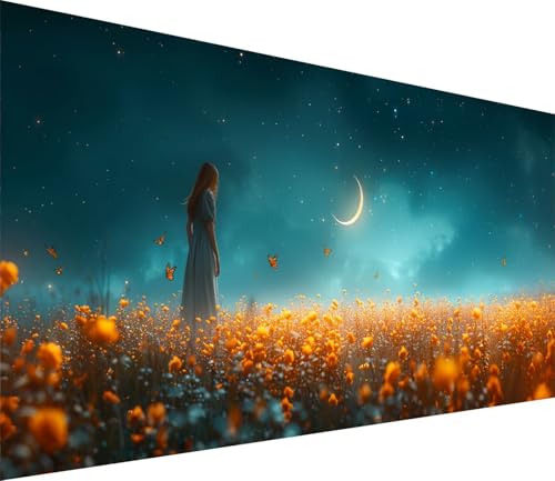 Diamond Painting XXL 70x140cm, Diamond Painting Erwachsene Frau, DIY Basteln Erwachsene Mond, Full Diamant Kunst Malerei Stickerei Set, Painting für Deko Wohnzimmer und Wanddeko Geschenke N-5308 von MAYINGOU