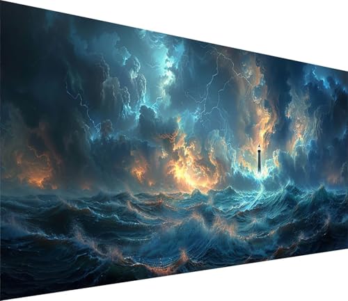 Diamond Painting XXL 70x140cm, Diamond Painting Erwachsene Leuchtturm, DIY Basteln Erwachsene Ozean, Full Diamant Kunst Malerei Stickerei Set, Deko Wohnzimmer und Wanddeko, Geschenke für Frauen B-3556 von MAYINGOU