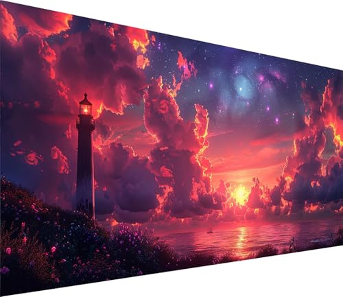 Diamond Painting XXL 70x140cm, Diamond Painting Erwachsene Leuchtturm, DIY Basteln Erwachsene Sonnenuntergang, Full Diamant Kunst Malerei Stickerei Set, Deko Wohnzimmer und Wanddeko Geschenke W-6764 von MAYINGOU