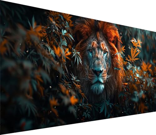 Diamond Painting XXL 70x140cm, Diamond Painting Erwachsene LöWe, DIY Basteln Erwachsene Pflanzen, Full Diamant Kunst Malerei Stickerei Set, Deko Wohnzimmer und Wanddeko, Geschenke für Frauen W-3612 von MAYINGOU