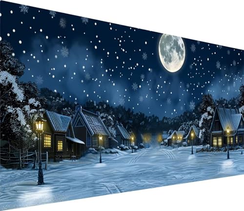 Diamond Painting XXL 70x140cm, Diamond Painting Erwachsene Schneeszene, DIY Basteln Erwachsene Mond, Full Diamant Kunst Malerei Stickerei Set, Painting Deko Wohnzimmer und Wanddeko Geschenke I-4894 von MAYINGOU