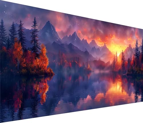 Diamond Painting XXL 70x140cm, Diamond Painting Erwachsene Sonnenuntergang, DIY Basteln Erwachsene Berg, Full Diamant Kunst Malerei Stickerei Set, Deko Wohnzimmer und Wanddeko Geschenke X-5157 von MAYINGOU