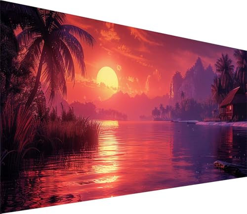 Diamond Painting XXL 70x140cm, Diamond Painting Erwachsene Sonnenuntergang, DIY Basteln Erwachsene Rivers, Full Diamant Kunst Malerei Stickerei Set, Deko Wohnzimmer und Wanddeko Geschenke 9-6155 von MAYINGOU