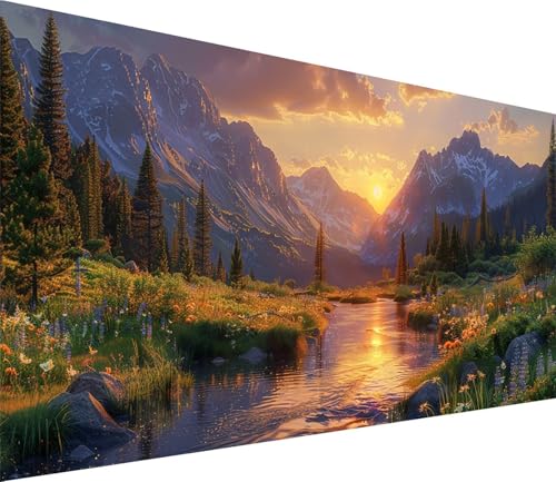 Diamond Painting XXL 70x140cm, Diamond Painting Erwachsene Sonnenuntergang, DIY Basteln Erwachsene Rivers, Full Diamant Kunst Malerei Stickerei Set, Deko Wohnzimmer und Wanddeko Geschenke J-7581 von MAYINGOU