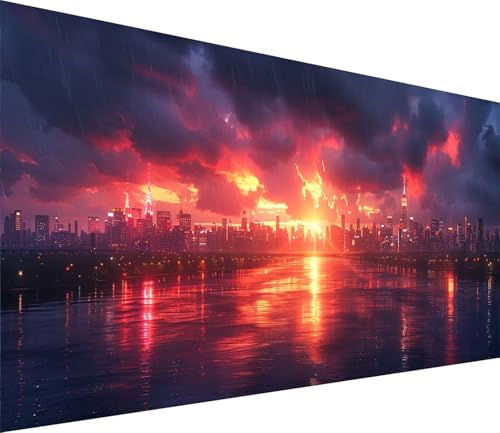 Diamond Painting XXL 70x140cm, Diamond Painting Erwachsene Sonnenuntergang, DIY Basteln Erwachsene Stadt, Full Diamant Kunst Malerei Stickerei Set, Deko Wohnzimmer und Wanddeko Geschenke I-4904 von MAYINGOU