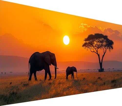 Diamond Painting XXL 70x140cm, Diamond Painting Erwachsene Sonnenuntergang, DIY Basteln Erwachsene Tier, Full Diamant Kunst Malerei Stickerei Set, Deko Wohnzimmer und Wanddeko Geschenke B-2412 von MAYINGOU