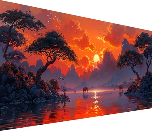 Diamond Painting XXL 70x140cm, Diamond Painting Erwachsene Sonnenuntergang, DIY Basteln Erwachsene Tier, Full Diamant Kunst Malerei Stickerei Set, Deko Wohnzimmer und Wanddeko Geschenke V-9632 von MAYINGOU