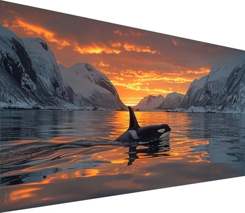 Diamond Painting XXL 70x140cm, Diamond Painting Erwachsene Sonnenuntergang, DIY Basteln Erwachsene Wal, Full Diamant Kunst Malerei Stickerei Set, Painting Deko Wohnzimmer und Wanddeko Geschenke C-7365 von MAYINGOU