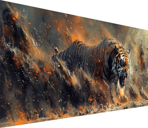 Diamond Painting XXL 70x140cm, Diamond Painting Erwachsene Tiger, DIY Basteln Erwachsene Tier, Full Diamant Kunst Malerei Stickerei Set, Painting für Deko Wohnzimmer und Wanddeko Geschenke 1-9129 von MAYINGOU