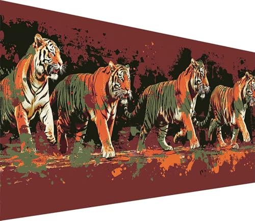 Diamond Painting XXL 70x140cm, Diamond Painting Erwachsene Tiger, DIY Basteln Erwachsene Tier, Full Diamant Kunst Malerei Stickerei Set, Painting für Deko Wohnzimmer und Wanddeko Geschenke B-8635 von MAYINGOU