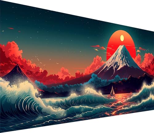 Diamond Painting XXL 70x140cm, Diamond Painting Erwachsene Vulkan Fuji, DIY Basteln Erwachsene Sonne, Full Diamant Kunst Malerei Stickerei Set, Deko Wohnzimmer und Wanddeko, Geschenke für Frauen 9-860 von MAYINGOU