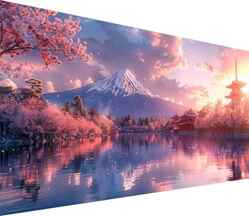 Diamond Painting XXL 70x140cm, Diamond Painting Erwachsene Vulkan Fuji, DIY Basteln Erwachsene Sonnenuntergang, Full Diamant Kunst Malerei Stickerei Set, Deko Wohnzimmer und Wanddeko Geschenke 5-5223 von MAYINGOU