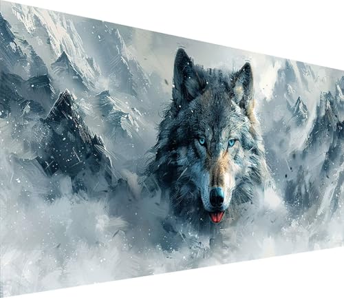 Diamond Painting XXL 70x140cm, Diamond Painting Erwachsene Wolf, DIY Basteln Erwachsene Berg, Full Diamant Kunst Malerei Stickerei Set, Painting für Deko Wohnzimmer und Wanddeko Geschenke 9-2297 von MAYINGOU