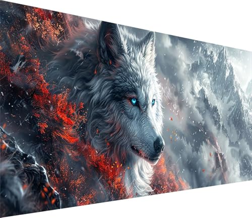 Diamond Painting XXL 70x140cm, Diamond Painting Erwachsene Wolf, DIY Basteln Erwachsene Berg, Full Diamant Kunst Malerei Stickerei Set, für Deko Wohnzimmer und Wanddeko, Geschenke für Frauen O-3161 von MAYINGOU