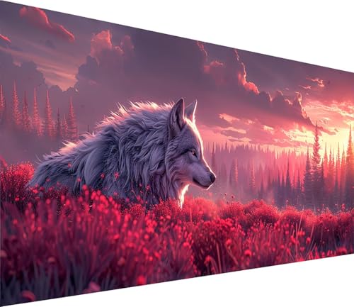 Diamond Painting XXL 70x140cm, Diamond Painting Erwachsene Wolf, DIY Basteln Erwachsene Sonnenuntergang, Full Diamant Kunst Malerei Stickerei Set, Deko Wohnzimmer und Wanddeko Geschenke 3-4284 von MAYINGOU