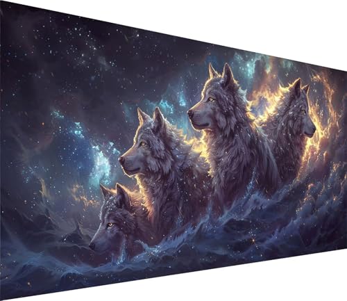 Diamond Painting XXL 70x140cm, Diamond Painting Erwachsene Wolf, DIY Basteln Erwachsene Sternenhimmel, Full Diamant Kunst Malerei Stickerei Set, Painting Deko Wohnzimmer und Wanddeko Geschenke C-1308 von MAYINGOU