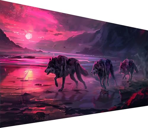Diamond Painting XXL 70x140cm, Diamond Painting Erwachsene Wolf, DIY Basteln Erwachsene Tier, Full Diamant Kunst Malerei Stickerei Set, für Deko Wohnzimmer und Wanddeko, Geschenke für Frauen E-9947 von MAYINGOU