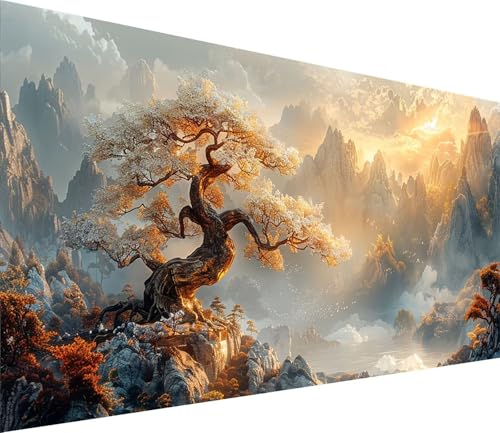 Diamond Painting XXL 80x160cm, Diamond Painting Erwachsene Baum, DIY Basteln Erwachsene Berg, Full Diamant Kunst Malerei Stickerei Set, für Deko Wohnzimmer und Wanddeko, Geschenke für Frauen B-8774 von MAYINGOU