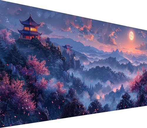 Diamond Painting XXL 80x160cm, Diamond Painting Erwachsene Berg, DIY Basteln Erwachsene Mond, Full Diamant Kunst Malerei Stickerei Set, Painting für Deko Wohnzimmer und Wanddeko Geschenke H-2663 von MAYINGOU