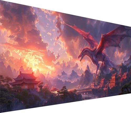 Diamond Painting XXL 80x160cm, Diamond Painting Erwachsene Drachen, DIY Basteln Erwachsene Landschaft, Full Diamant Kunst Malerei Stickerei Set, Deko Wohnzimmer und Wanddeko, Geschenke für Frauen 0-58 von MAYINGOU