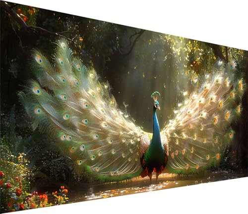Diamond Painting XXL 80x160cm, Diamond Painting Erwachsene Pfau, DIY Basteln Erwachsene Rivers, Full Diamant Kunst Malerei Stickerei Set, für Deko Wohnzimmer und Wanddeko, Geschenke für Frauen T-9623 von MAYINGOU