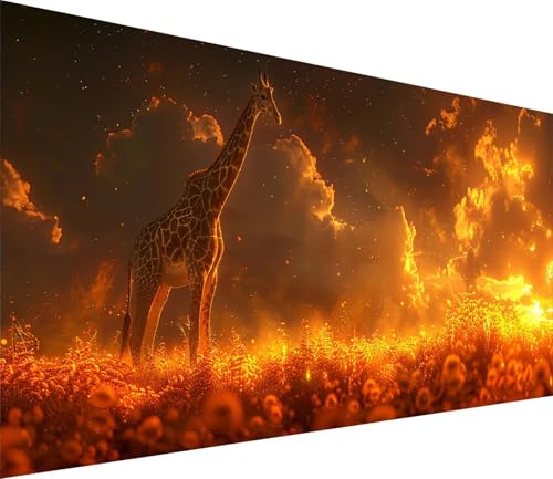 Diamond Painting XXL 80x160cm, Diamond Painting Erwachsene Sonnenuntergang, DIY Basteln Erwachsene Giraffe, Full Diamant Kunst Malerei Stickerei Set, Deko Wohnzimmer und Wanddeko Geschenke 3-2982 von MAYINGOU