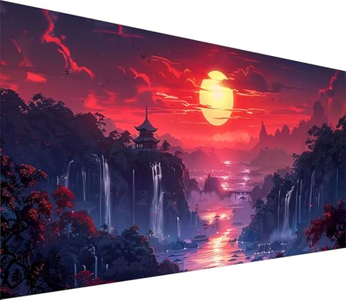 Diamond Painting XXL 80x160cm, Diamond Painting Erwachsene Sonnenuntergang, DIY Basteln Erwachsene Landschaft, Full Diamant Kunst Malerei Stickerei Set, Deko Wohnzimmer und Wanddeko Geschenke 8-3327 von MAYINGOU