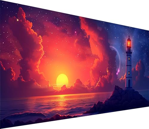 Diamond Painting XXL 80x160cm, Diamond Painting Erwachsene Sonnenuntergang, DIY Basteln Erwachsene Leuchtturm, Full Diamant Kunst Malerei Stickerei Set, Deko Wohnzimmer und Wanddeko Geschenke 4-4950 von MAYINGOU