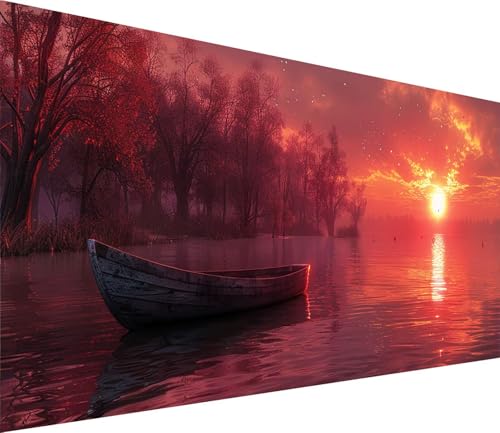 Diamond Painting XXL 80x160cm, Diamond Painting Erwachsene Sonnenuntergang, DIY Basteln Erwachsene Rivers, Full Diamant Kunst Malerei Stickerei Set, Deko Wohnzimmer und Wanddeko Geschenke J-2251 von MAYINGOU