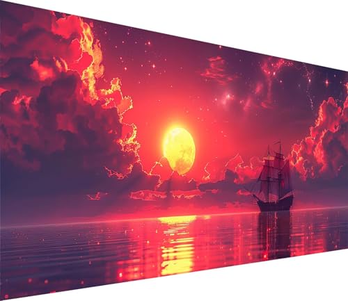 Diamond Painting XXL 80x160cm, Diamond Painting Erwachsene Sonnenuntergang, DIY Basteln Erwachsene Segelboot, Full Diamant Kunst Malerei Stickerei Set, Deko Wohnzimmer und Wanddeko Geschenke E-1863 von MAYINGOU