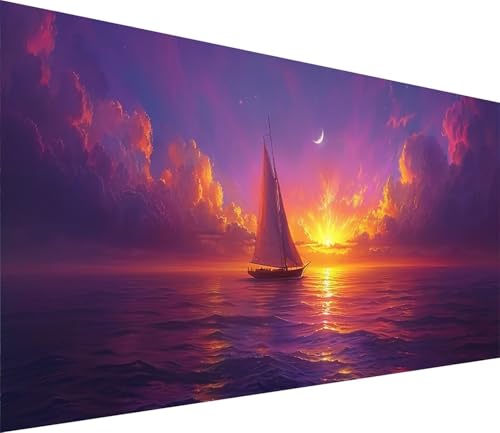 Diamond Painting XXL 80x160cm, Diamond Painting Erwachsene Sonnenuntergang, DIY Basteln Erwachsene Segelboot, Full Diamant Kunst Malerei Stickerei Set, Deko Wohnzimmer und Wanddeko Geschenke M-9364 von MAYINGOU