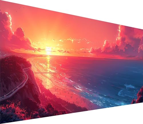 Diamond Painting XXL 80x160cm, Diamond Painting Erwachsene Sonnenuntergang, DIY Basteln Erwachsene Strand, Full Diamant Kunst Malerei Stickerei Set, Deko Wohnzimmer und Wanddeko Geschenke J-1396 von MAYINGOU