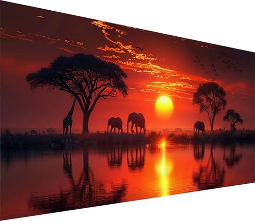 Diamond Painting XXL 80x160cm, Diamond Painting Erwachsene Sonnenuntergang, DIY Basteln Erwachsene Tier, Full Diamant Kunst Malerei Stickerei Set, Deko Wohnzimmer und Wanddeko Geschenke 8-6082 von MAYINGOU
