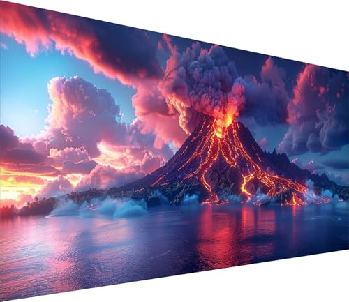 Diamond Painting XXL 80x160cm, Diamond Painting Erwachsene Vulkan, DIY Basteln Erwachsene Landschaft, Full Diamant Kunst Malerei Stickerei Set, Deko Wohnzimmer und Wanddeko, Geschenke für Frauen C-803 von MAYINGOU