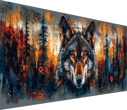 Diamond Painting XXL 80x160cm, Diamond Painting Erwachsene Wolf, DIY Basteln Erwachsene Wald, Full Diamant Kunst Malerei Stickerei Set, für Deko Wohnzimmer und Wanddeko, Geschenke für Frauen 1-5060 von MAYINGOU