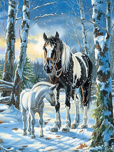Horse Malen Nach Zahlen, Landschaft Malen Nach Zahlen Erwachsene, DIY Handgemalt Ölgemälde Kit mit Pinseln und Acrylfarbe, Paint by Numbers Bastelset Erwachsene, Geschenke für Frauen 100x130 cm C-2406 von MAYINGOU