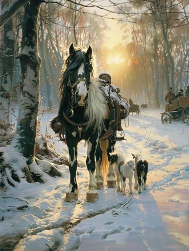 Horse Malen Nach Zahlen, Landschaft Malen Nach Zahlen Erwachsene, DIY Handgemalt Ölgemälde Kit mit Pinseln und Acrylfarbe, Paint by Numbers Bastelset Erwachsene, Geschenke für Frauen 50x65 cm 3-7548 von MAYINGOU